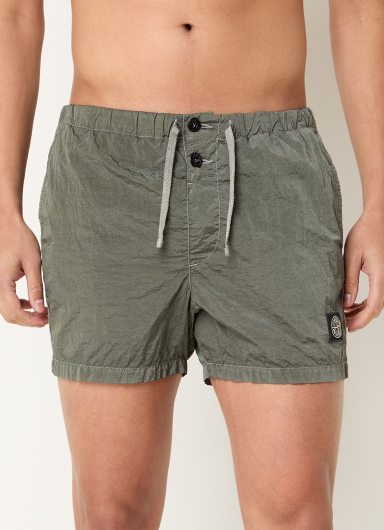 Stone Island - S0043 zwemshorts met steekzakken en logo - Olijfgroen