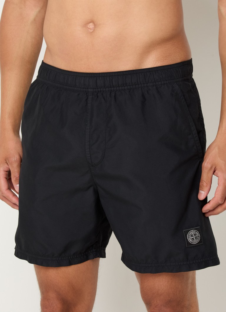 Stone Island - S0046 zwemshorts met logo - Zwart