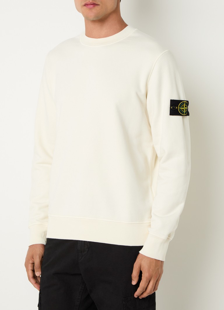 Stone Island S0051 sweater met logo • Gebroken wit •