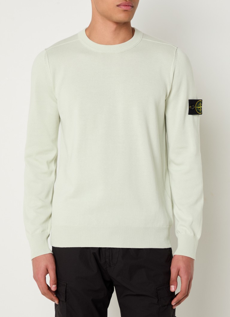 Stone Island - S00B2 fijngebreide pullover met logo - Lindegroen