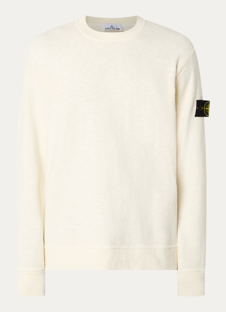 Stone Island S0238 Sweater met logo • Gebroken wit •
