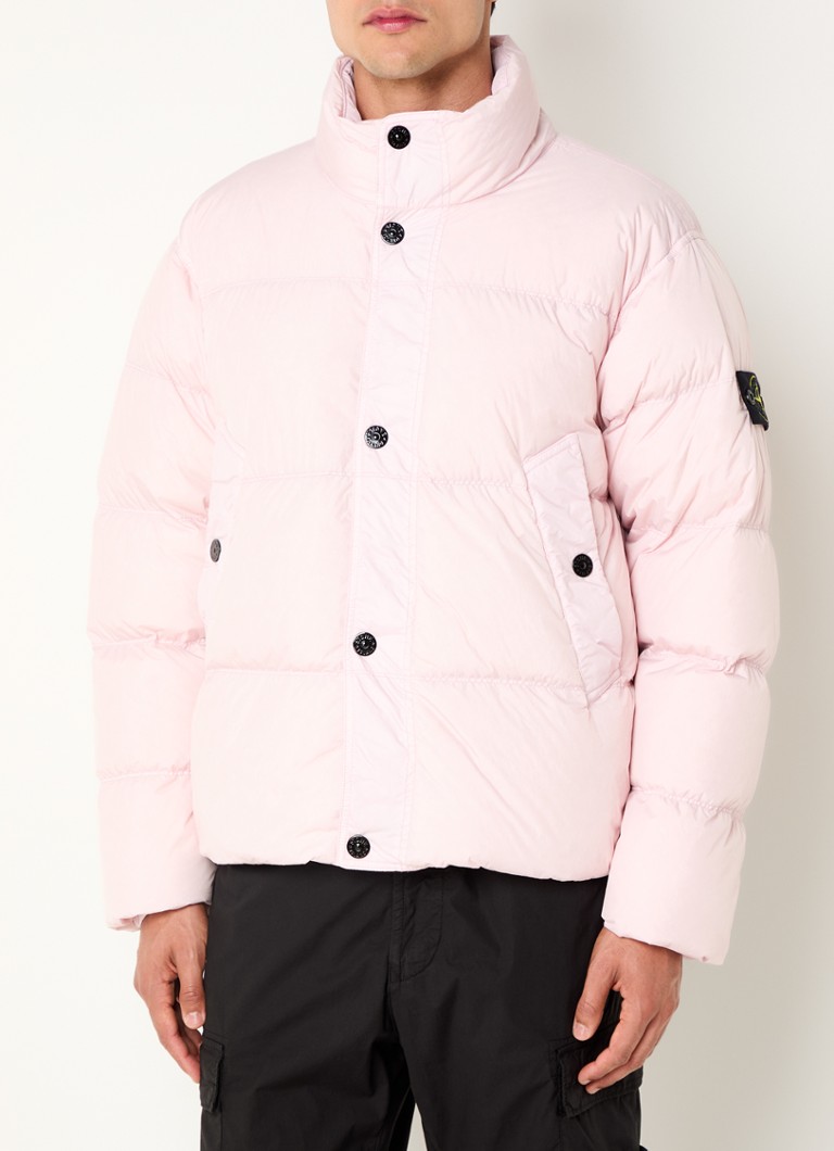 Stone Island - S0A23 puffer jack met donsvulling en logo - Lichtroze