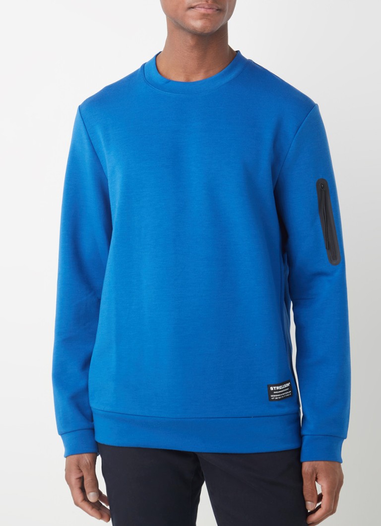 Strellson - Pull Ives-R avec poche zippée et logo - Bleu