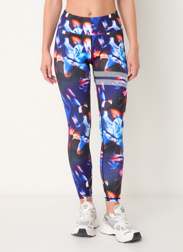 STRONGER - Explore high waist trainingslegging met print - Kobaltblauw