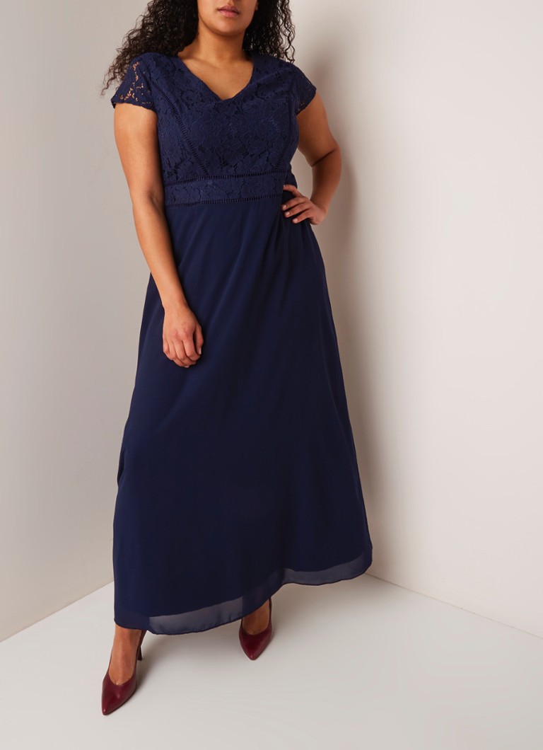 Studio 8 - Gemma maxi-jurk met top van guipure kant - Donkerblauw