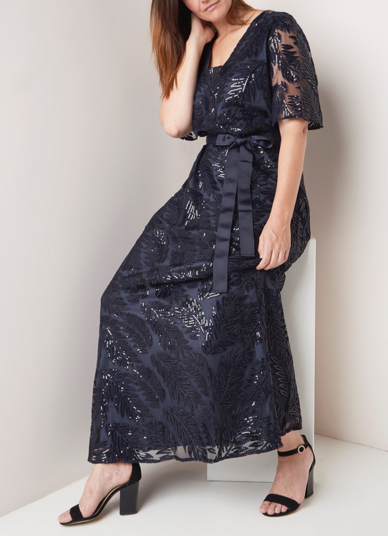 Studio 8 - Persephone maxi-jurk met pailletten en strikceintuur - Donkerblauw