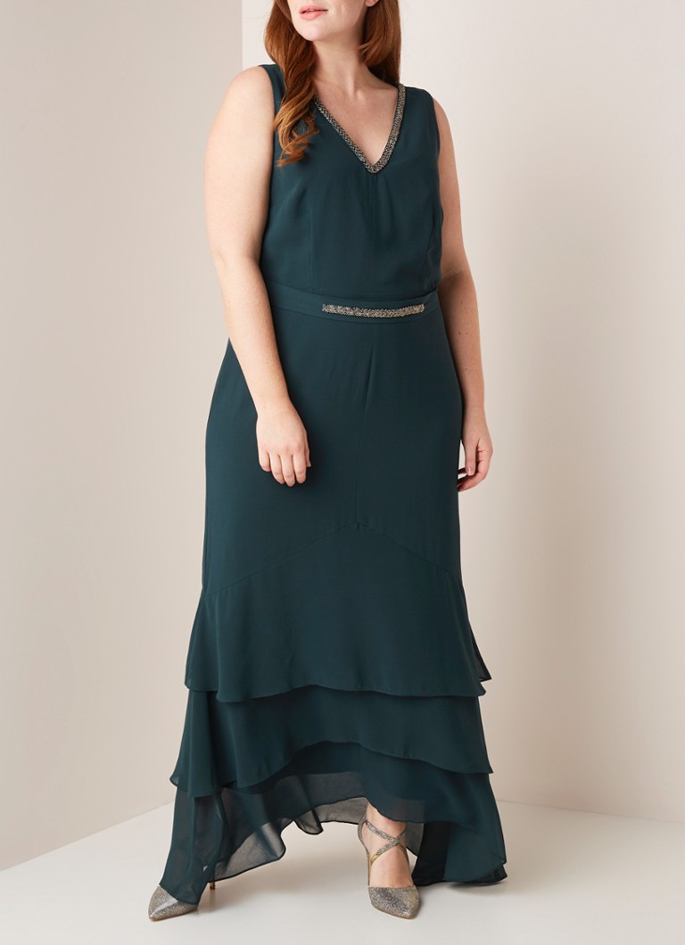 Studio 8 - Valentina mouwloze maxi-jurk met kralendecoratie - Donkergroen