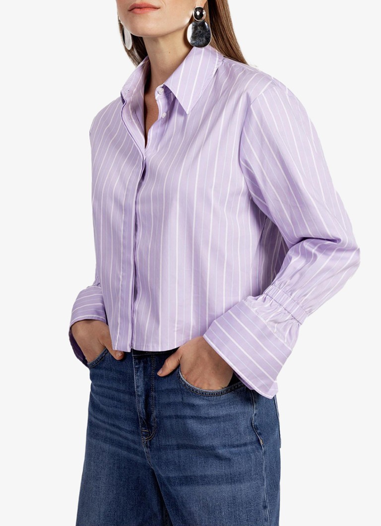 Studio Anneloes - Fildeli cropped blouse met streepprint - Lila