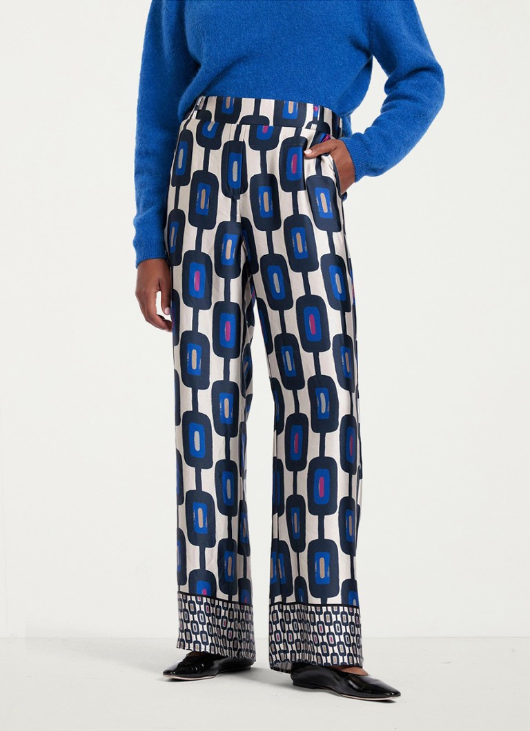 Studio Anneloes - Inky high waist wide fit broek met steekzakken - Multicolor