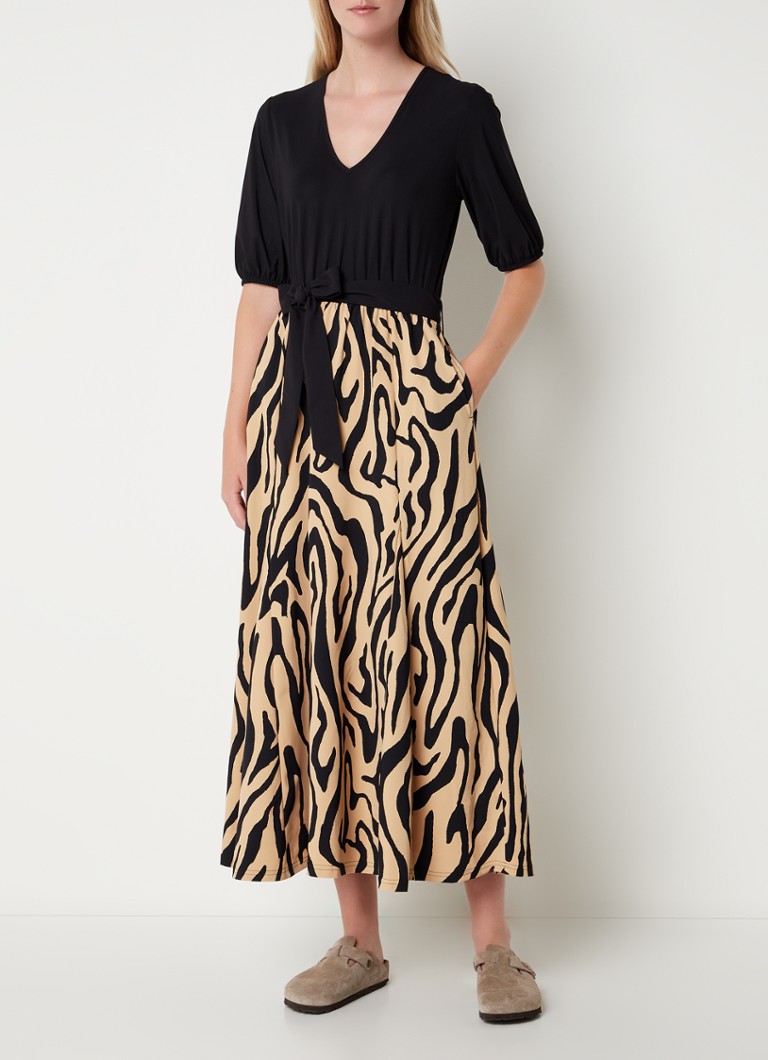 Studio Anneloes Kristie maxi jurk van travelstof met dierenprint