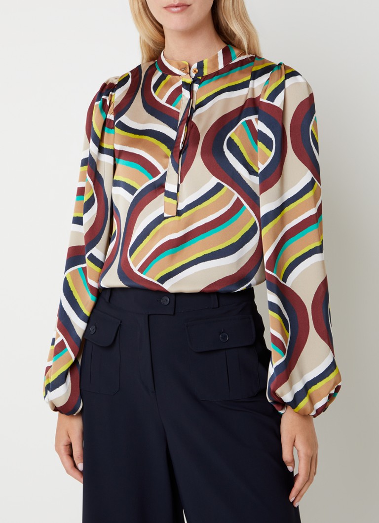 Studio Anneloes Tully blouse met grafische print • Donkerbeige ...