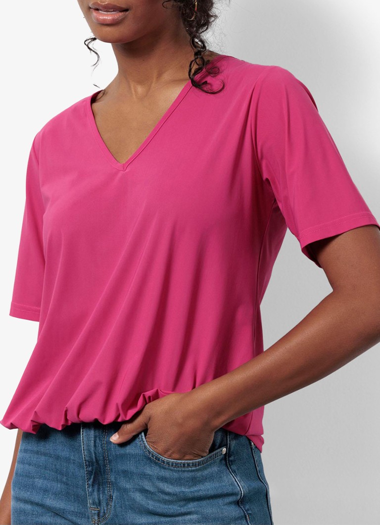 Studio Anneloes - Vicky T-shirt met V-hals - Kersenrood