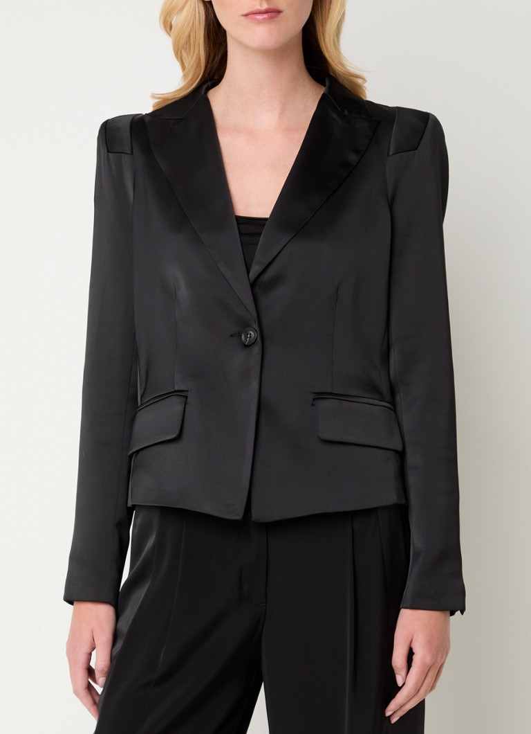 Summum - Blazer van satijn met schoudervulling - Zwart