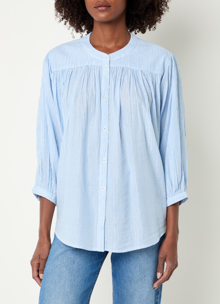 Summum - Oversized blouse met lurex en streepprint - Lichtblauw