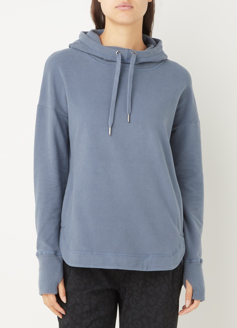 Sweaty Betty - Escape hoodie van fleece met steekzakken - Staalblauw