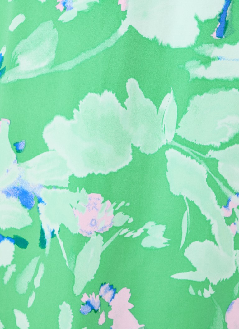 Taifun Kleid midi jurk met bloemenprint en strikceintuur • Groen