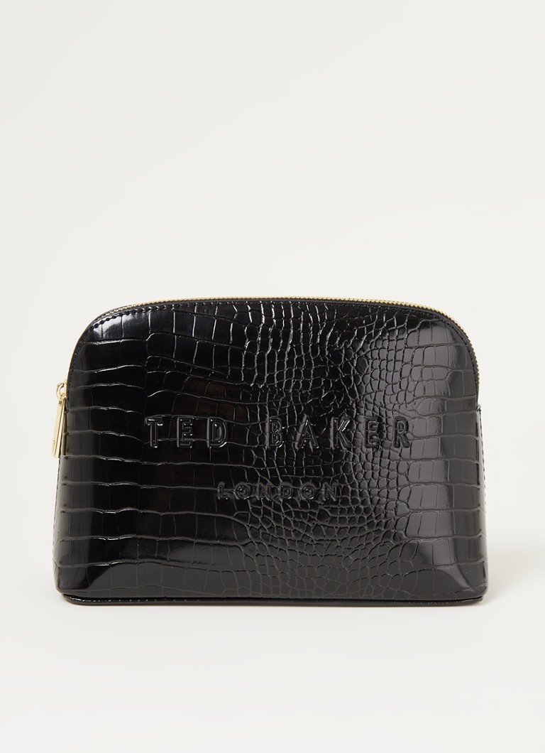 Ted Baker - Crocala make-up tas met crocostructuuur en logo - Zwart