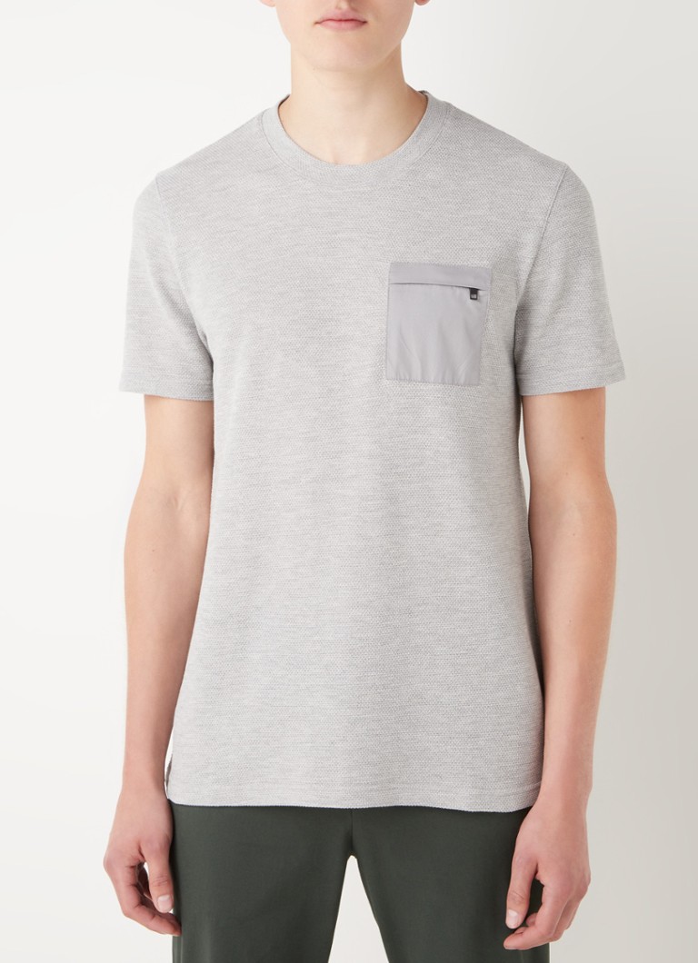 Ted Baker - Homewrk T-shirt met structuur en borstzak - Grijs