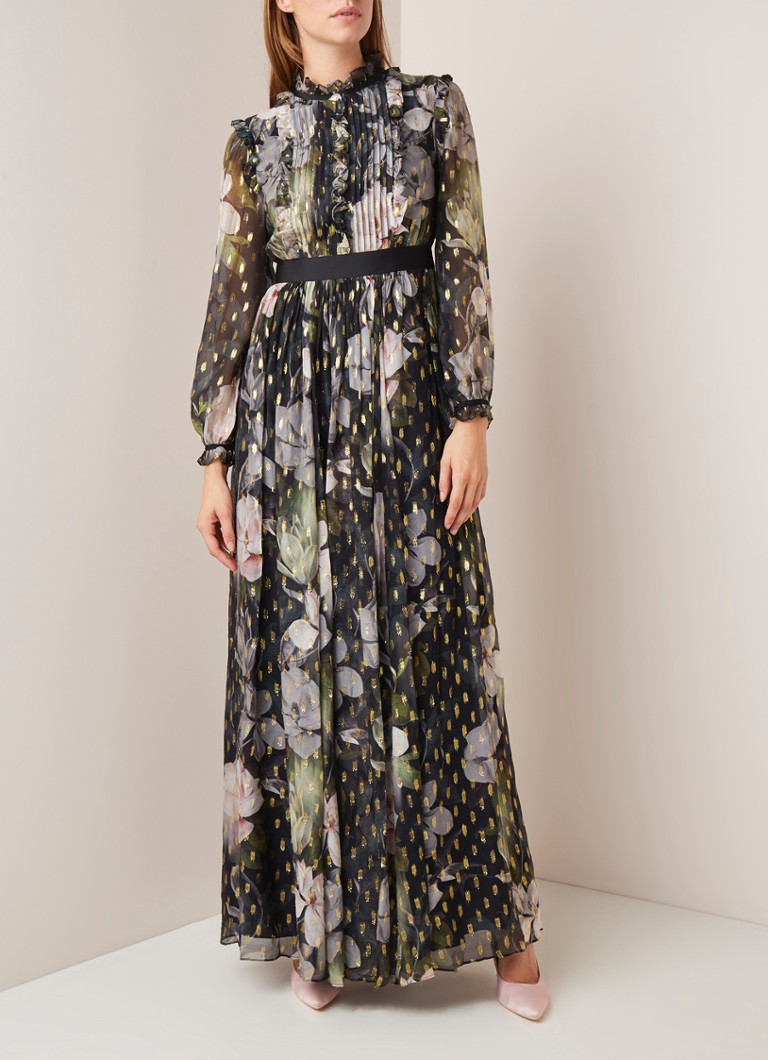 Ted Baker - Hunnie maxi-jurk met ruches en lurex - Zwart