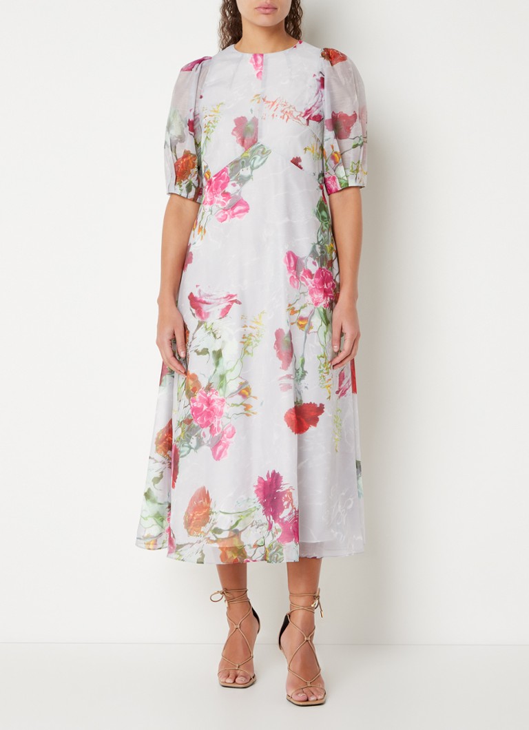 Ted Baker Mekayla maxi jurk met pofmouw en bloemenprint • Wit • deBijenkorf.be