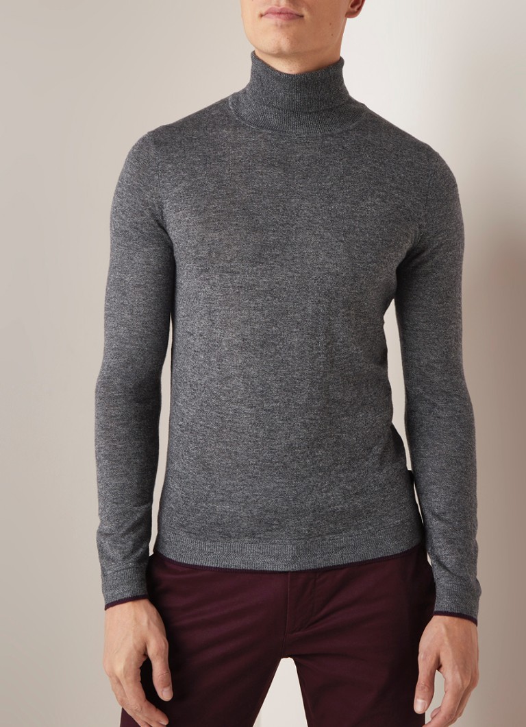 Ted Baker - Newtrik slim fit coltrui in wolblend - Donkergrijs