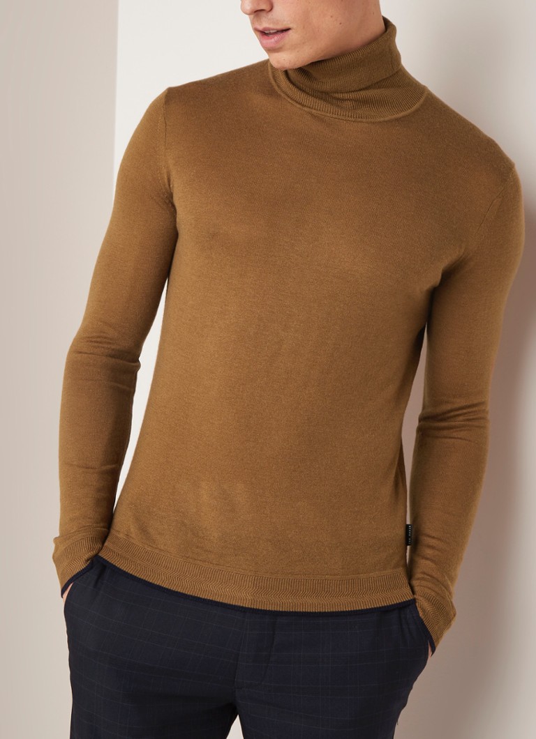 Ted Baker - Newtrik slim fit coltrui in wolblend - Bruin