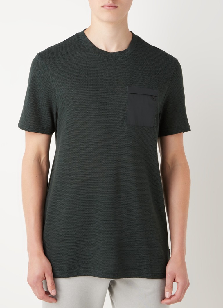 Ted Baker - T-shirt à rayures et poche poitrine - Vert foncé