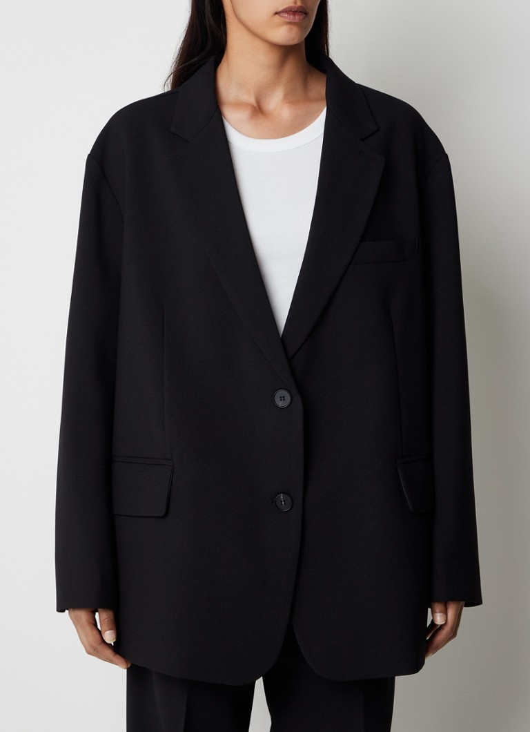 The Frankie Shop - Bea oversized blazer met klepzakken - Zwart