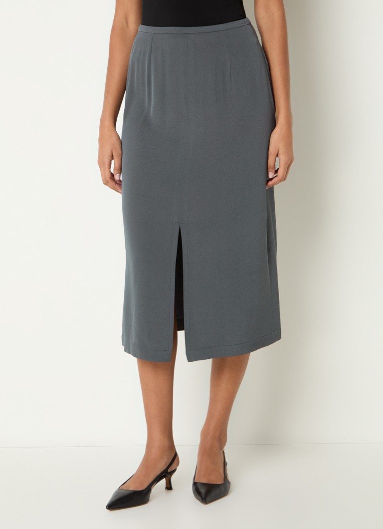 The Frankie Shop - Judy midi rok met split - Olijfgroen
