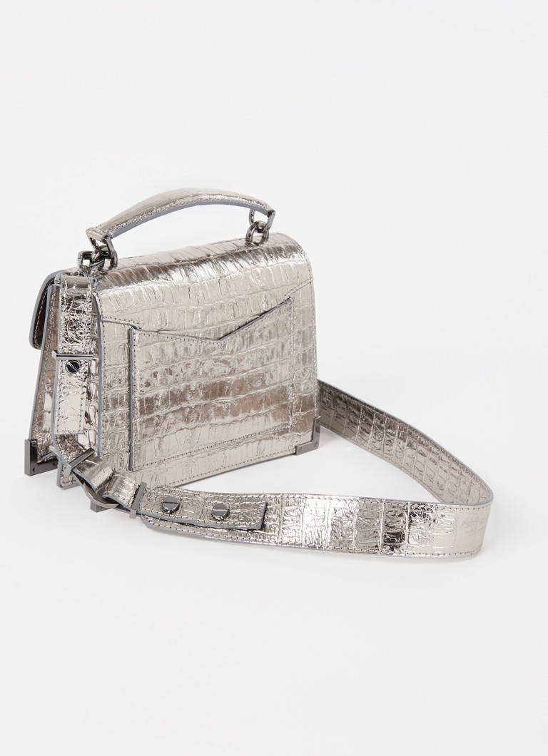 Emily small bag in silver crocodile-effect leather