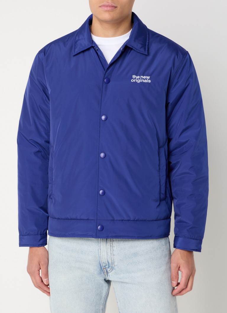 The New Originals - CATNA gewatteerd jack met logo- en backprint - Blauw