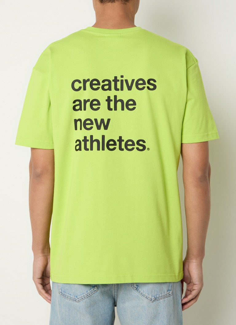 The New Originals - Catna T-shirt met logoborduring en backprint - Lime