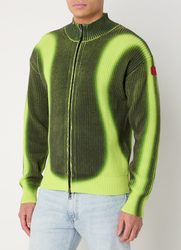 The New Originals - Fisherman grofgebreid vest met print - Zwart
