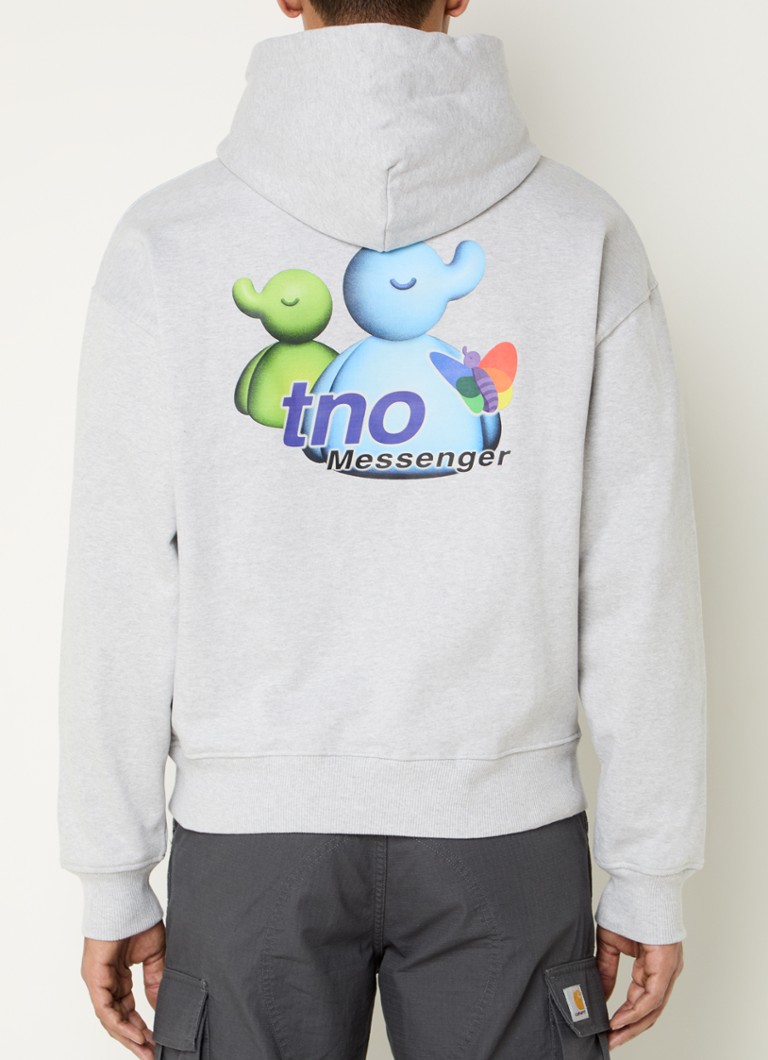 The New Originals - Messenger hoodie met logo- en backprint - Lichtgrijs