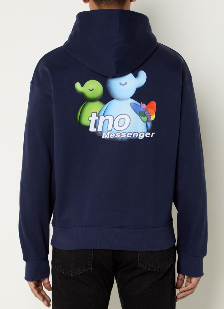 The New Originals - Messenger hoodie met logo- en backprint - Donkerblauw