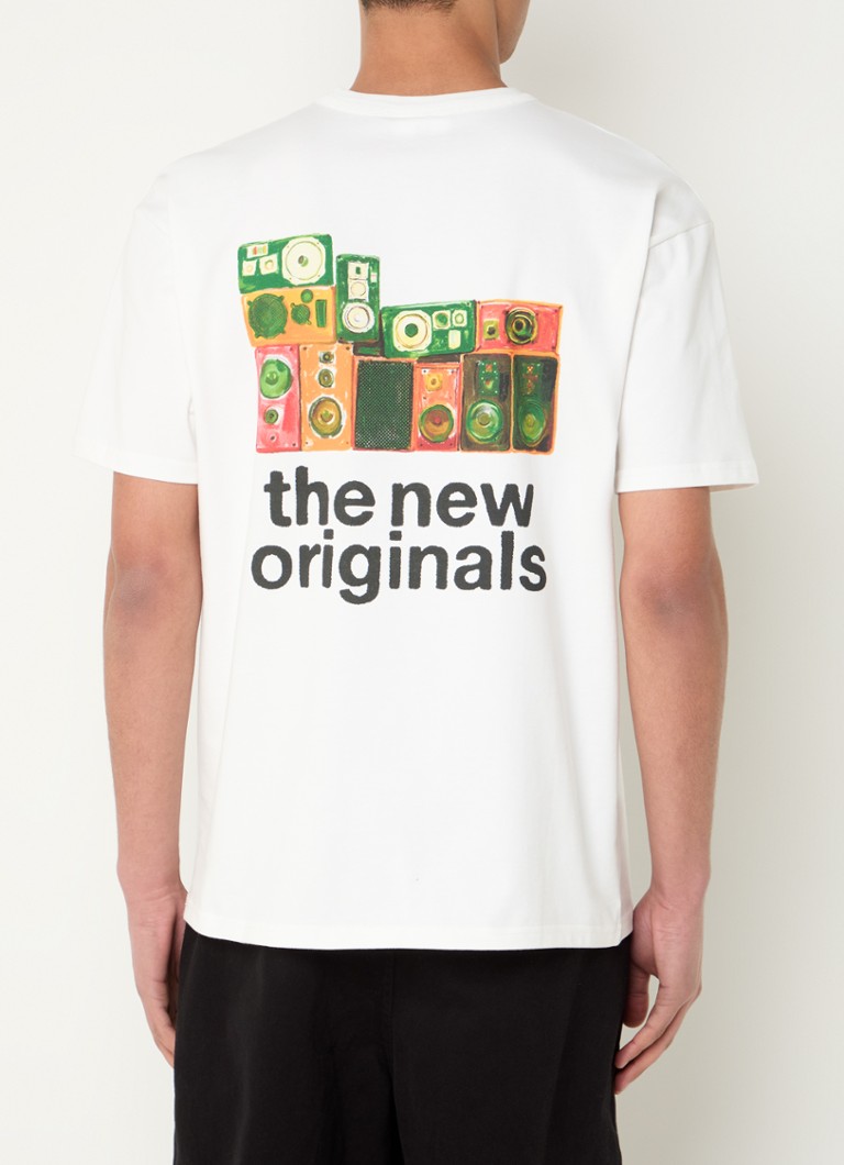 The New Originals - Soundsystem T-shirt met logo- en backprint - Gebroken wit