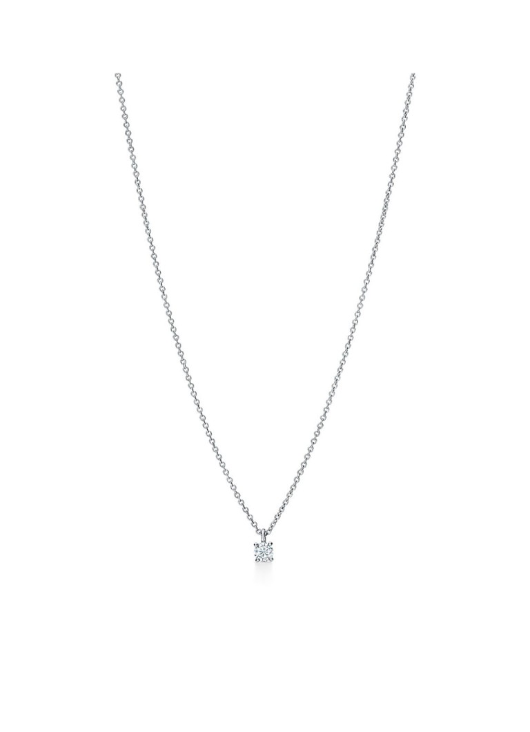 Tiffany & Co. - Collier Solitaire en platine avec diamant et pendentif 53962 - Rouge