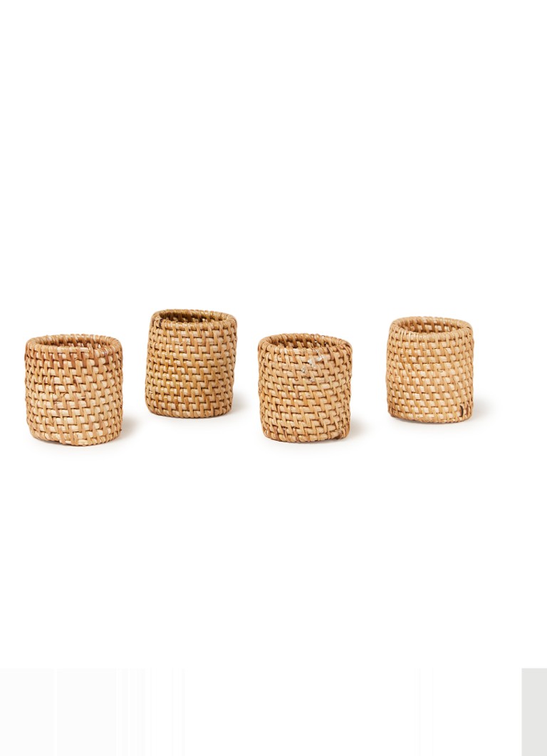 Tiseco - Servetring van rotan set van 4 - Beige