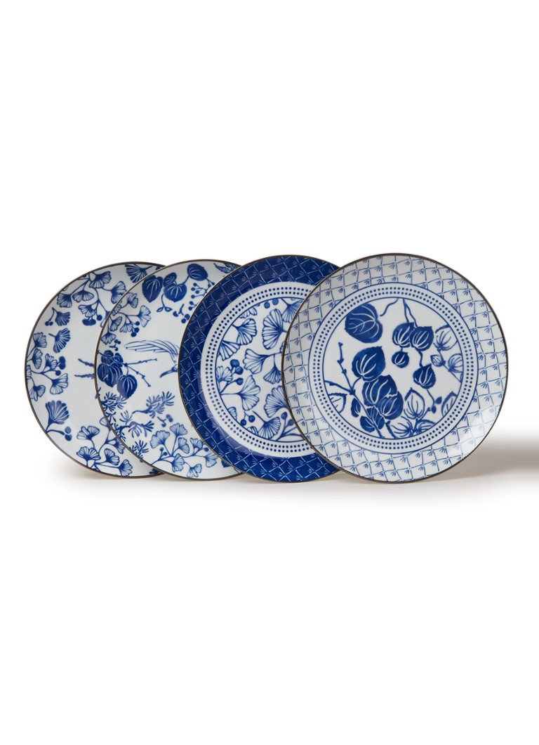 Tokyo Design Studio - Assiette Flora Japonica 26 cm lot de 4 - Bleu