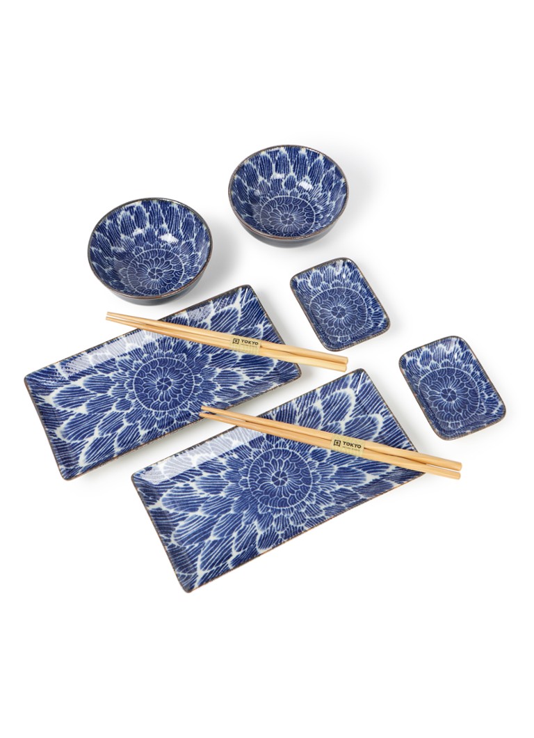 Tokyo Design Studio - Ohuke Dahlia sushi serviesset 8-delig  - Bleu royal