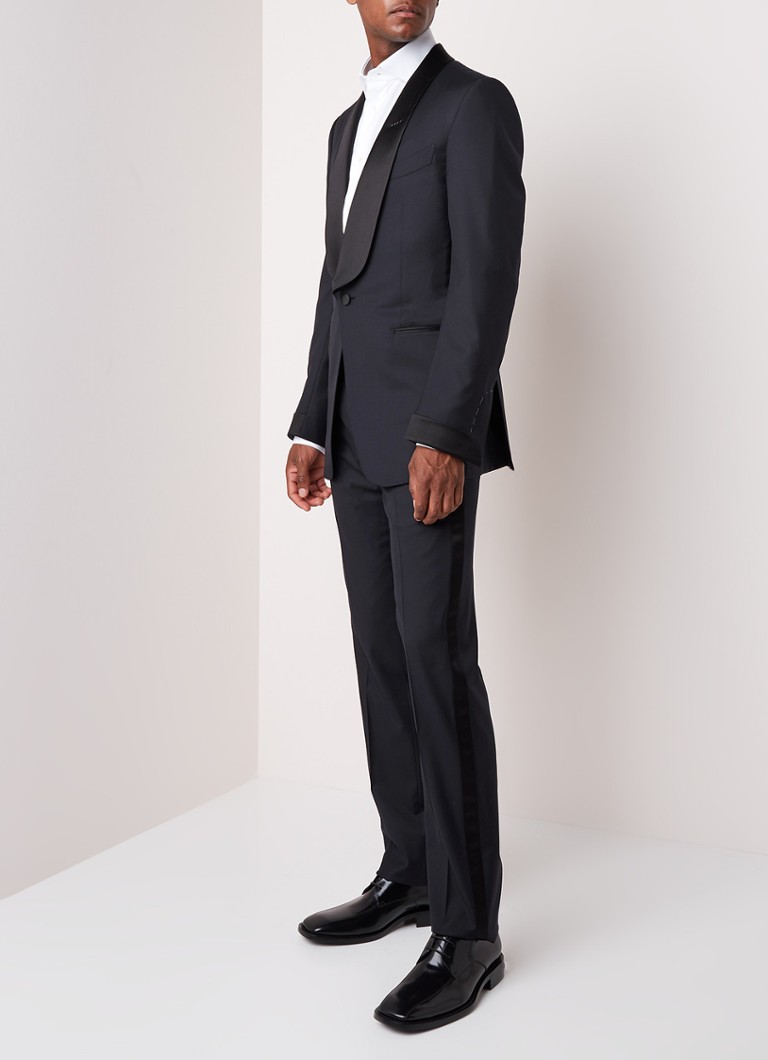 TOM FORD - Tuxedo met sjaal revers van satijn - Donkerblauw