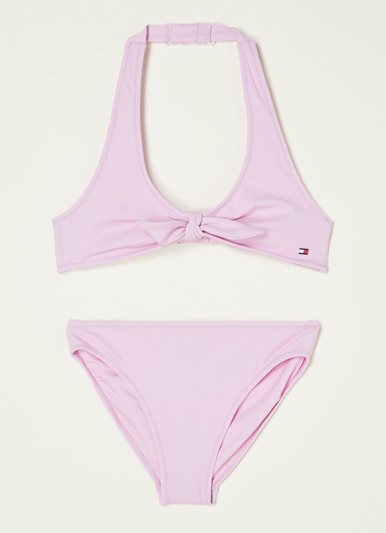 Tommy Hilfiger - Bikini avec détail nœud et logo imprimé - Lilas
