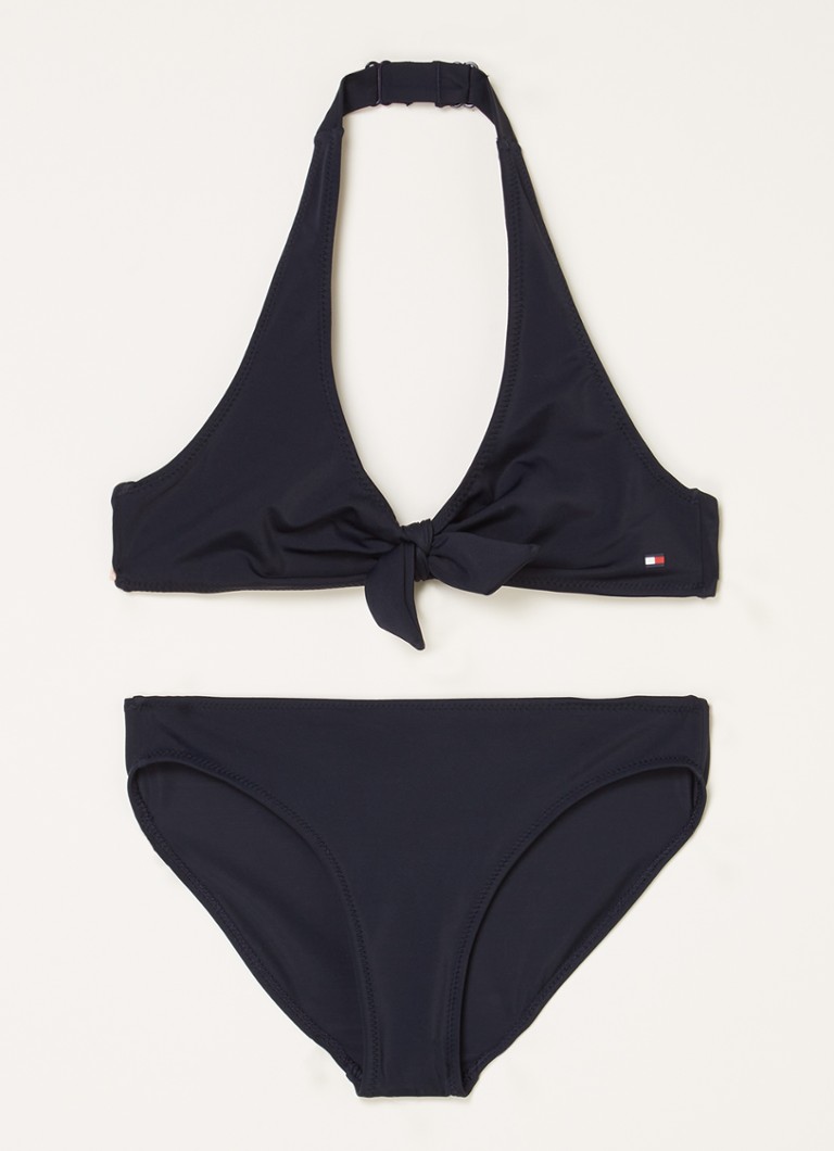 Tommy Hilfiger - Bikini met strikdetail en logoprint - Donkerblauw