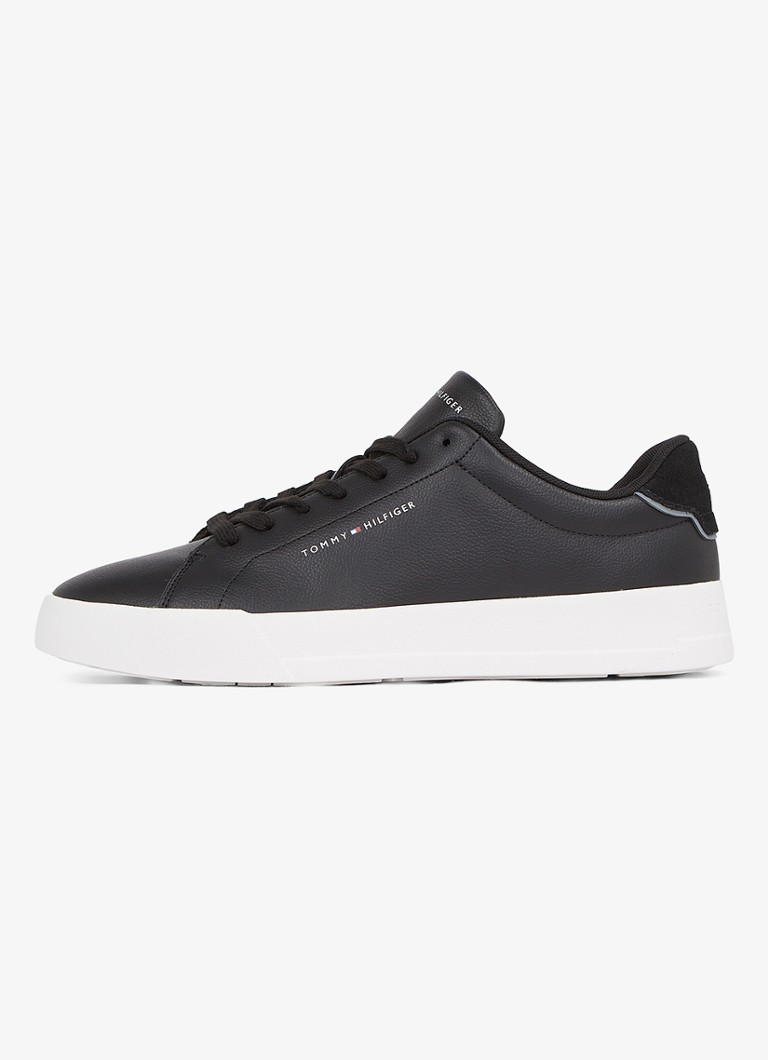 Tommy Hilfiger - Court sneaker met suède detail - Zwart