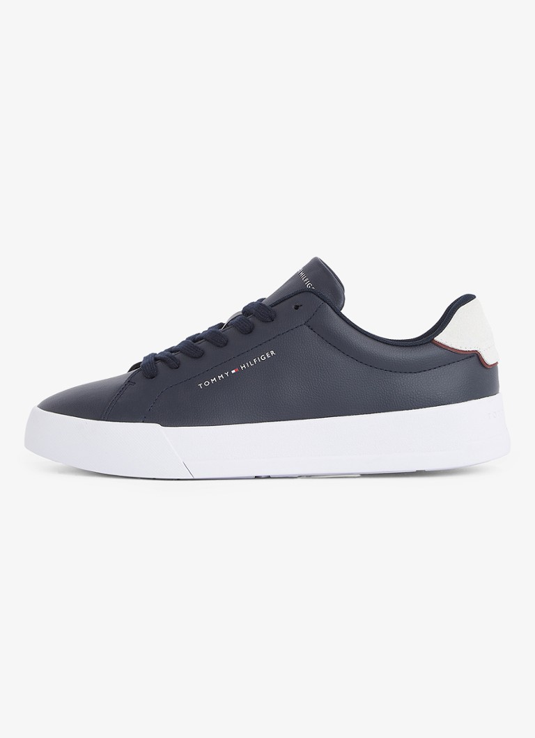 Tommy Hilfiger - Court sneaker met suède detail - Donkerblauw