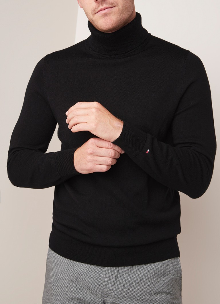Tommy Hilfiger - Fijngebreide coltrui van wol - Zwart
