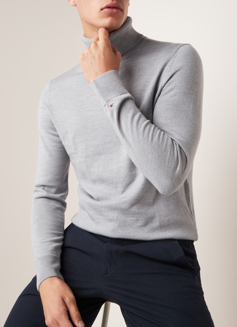 Tommy Hilfiger - Fijngebreide coltrui van wol - Middengrijs