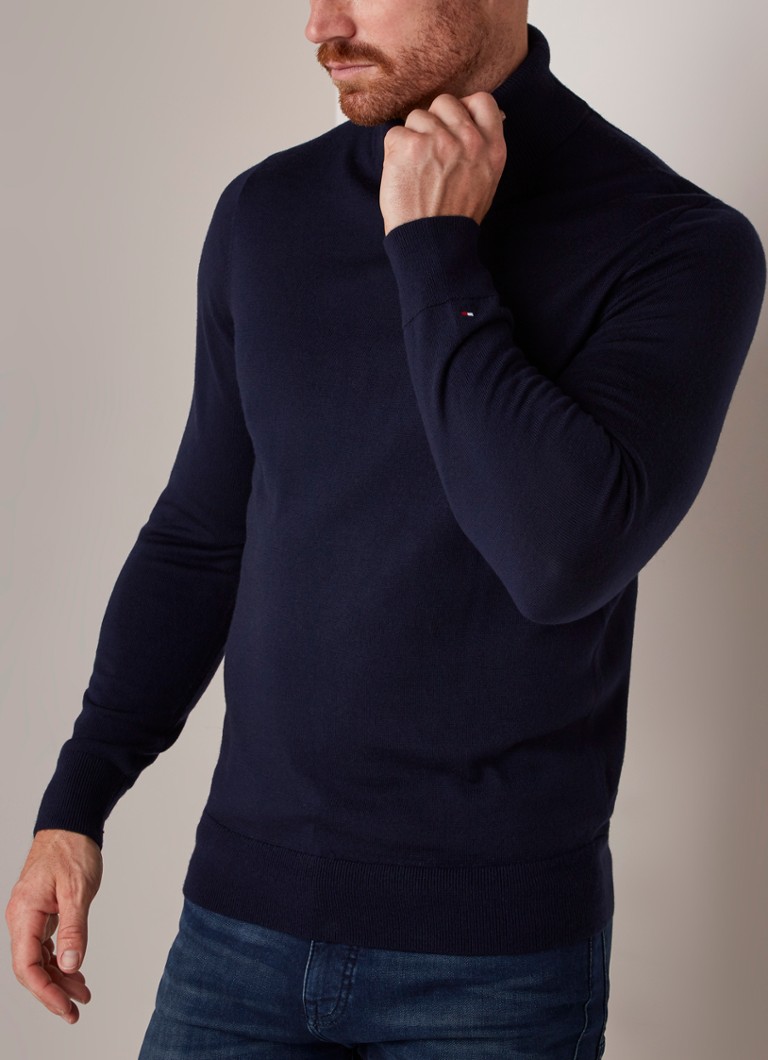 Tommy Hilfiger - Fijngebreide coltrui van wol - Antraciet