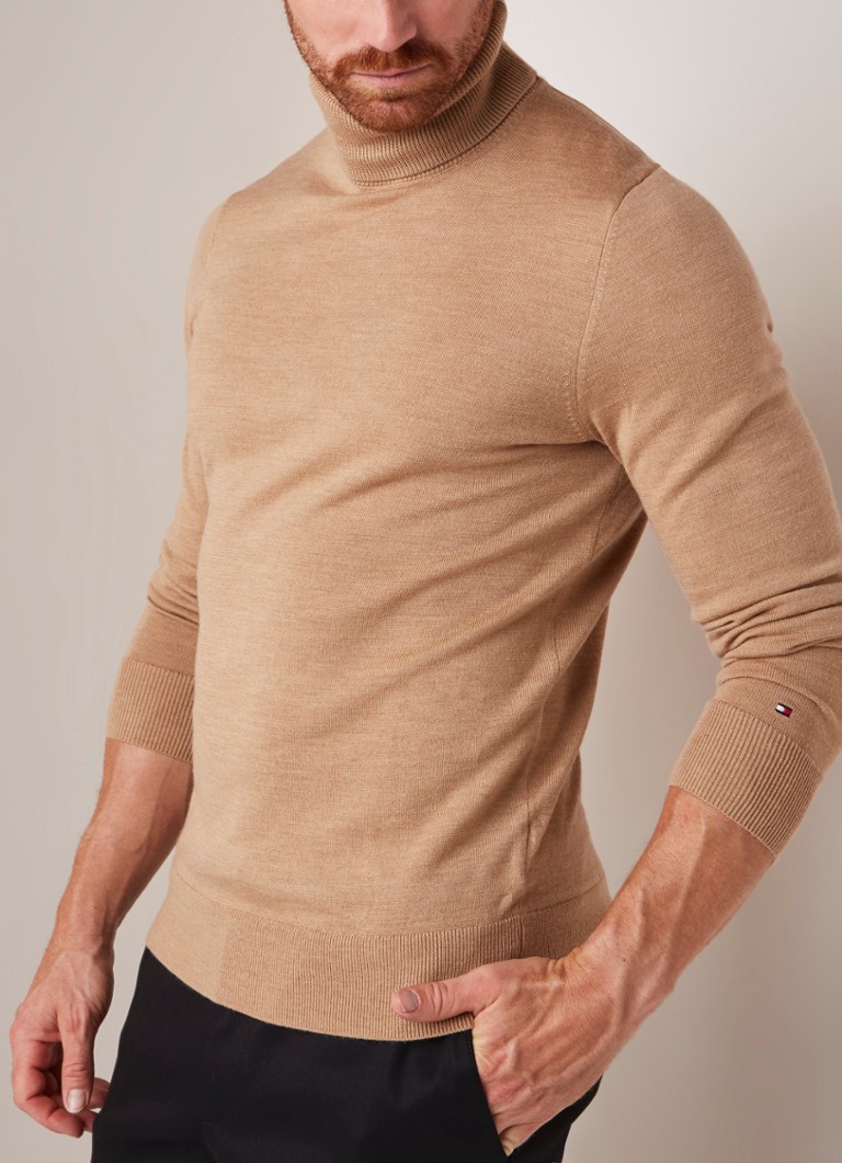 Tommy Hilfiger - Fijngebreide coltrui van wol - Khaki