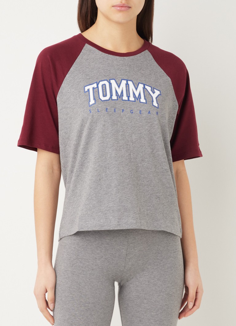 Tommy Hilfiger - Haut de pyjama avec imprimé logo - Gris